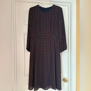 Ann Taylor Factory; NWT; Navy Dress with Red and White Pattern; Size 19